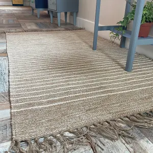 Bekal Flat Weave Rug Striped Design Cotton and Jute 120 cm x 180 cm