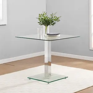 Hartley Clear Glass Dining Table With 4 Opal Teal Chairs