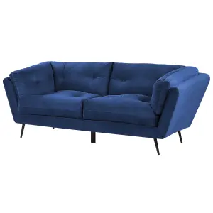 3 Seater Velvet Sofa Blue LENVIK