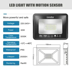 ExtraStar 50W LED Flood Light Warm White