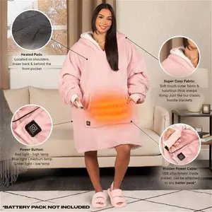 OHS Adults Electric Heated Oversized Hoodie Blanket - Blush