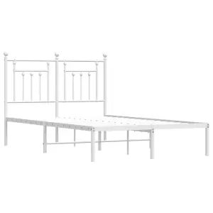 Berkfield Metal Bed Frame with Headboard White 135x190 cm