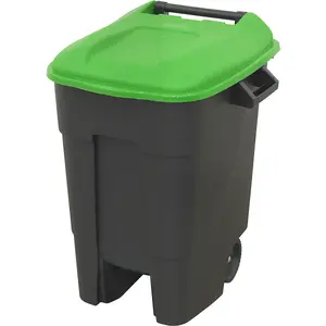 100 Litre Green Wheelie Bin with Solid Axle and 200mm Wheels for Easy Mobility