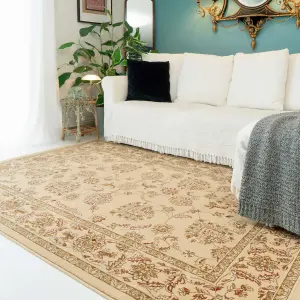 Gold Cream Classical Oriental Floral Medallion Area Rug 160cm x 230cm