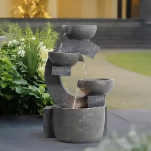 Outdoor Rockery garden fountain water feature Electric with Light 47cm H