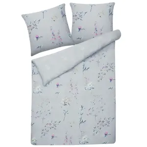 Duvet Cover Set EVERGREEN 155 x 220 cm Cotton Sateen Light Blue