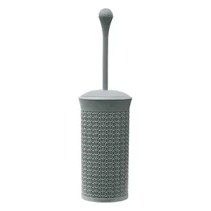 JVL Loop Toilet Brush and Rectangular Lidded Bin - Grey