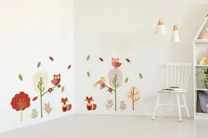 Walplus Fox Stickers, Birds Stickers, Forest, Flowers, Children Wall Stickers, Diy Art Kids Sticker PVC Colourful