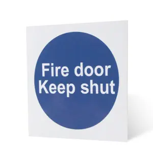 EAI - Fire Door Keep Shut 70x70mm Pack 10 Self Adh Semi Rigid PVC