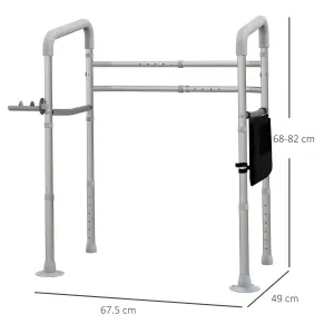 HOMCOM Adjustable Toilet Safety Frame with Additional Rubber Tips Storage