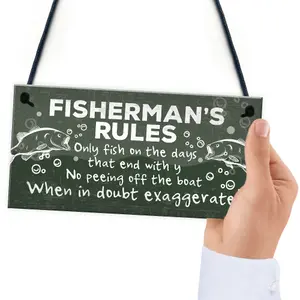 Red Ocean Funny Fishing Gifts For Men Hanging Plaque Fisherman Sign Gift For Dad Grandad Son Brother