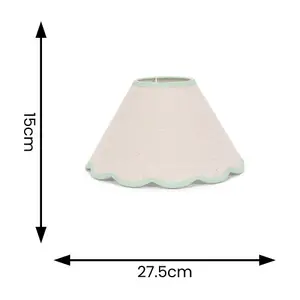 ValueLights Florie Small Natural Linen Tapered Light Shade with Green Scallop Trim - LED Bulb Included