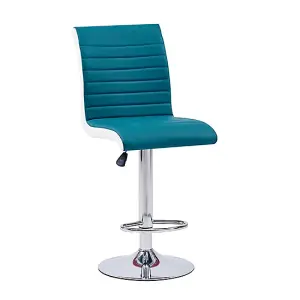 Caprice White High Gloss Bar Table 4 Ritz Teal White Stools