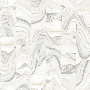 Galerie Organic Textures Beige Silver Grey Agate Tile Textured Wallpaper