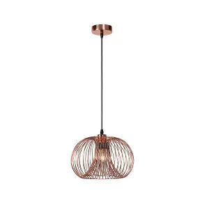 Lucide Vinti Vintage Wire Pendant Light 30cm - 1xE27 - Copper