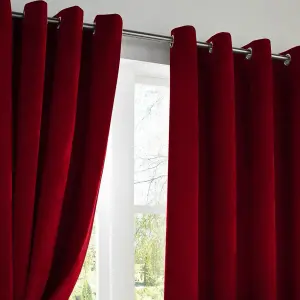 Velvet Blackout 46" x 54" Red (Ring Top Curtains)