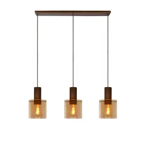 Lucide Toledo Vintage Bar Pendant Light 20cm - 3xE27 - Amber