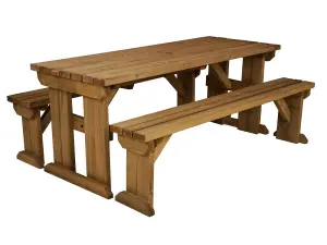 Arbor Garden Solutions Picnic Bench and Table Set, Aspen Wooden Patio Furniture (5ft, Rustic brown)