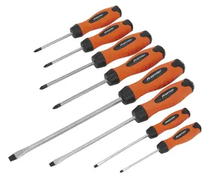 Sealey Screwdriver Set 8pc Hammer-Thru Hi-Vis Orange HV004