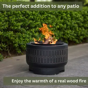 Morbarrel Outdoor Garden Fire Pit with stainless steel cooking grill