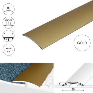 A03 30mm Anodised Aluminium Self Adhesive Door Threshold Strip - Gold, 0.93m