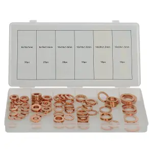 110PC Copper Washer Assortment M6 - 16 Hydraulic Fitting Seal Sump Ring Plug