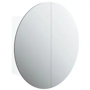 Berkfield Bathroom Cabinet with Round Mirror&LED White 47x47x17.5 cm