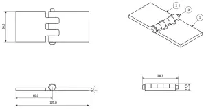 Pack of 2 Solid Drawn Steel Butt Hinges Extra Heavy Duty Industrial 50x120mm