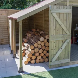 Forest Garden Timberdale log store 10x8 ft Apex Wooden 2 door Shed with floor (Base included)