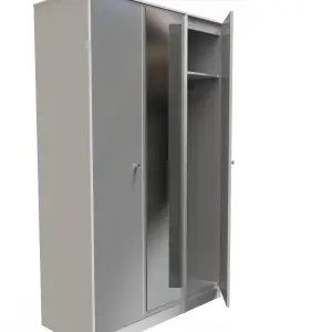 Taunton Triple Mirror Wardrobe in Uniform Grey Gloss & White (Ready Assembled)