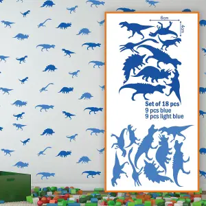 Walplus Vinyl Wall Stickers Decals - Diy - Blue Dinosaurs Shapes Kids Sticker