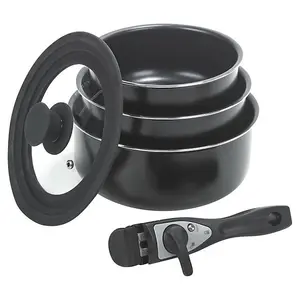 URBN-CHEF Black Ceramic Induction Multi Size Pan Lid Diameter Fits 16/18/20/24/28cm