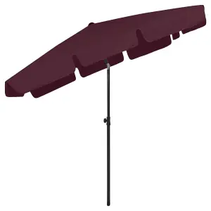 Berkfield Beach Umbrella Bordeaux Red 200x125 cm