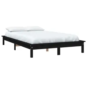 Berkfield Bed Frame Black 200x200 cm Solid Wood Pine