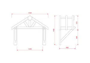 Apex Roof Porch Canopy 1.2m pressure-treated