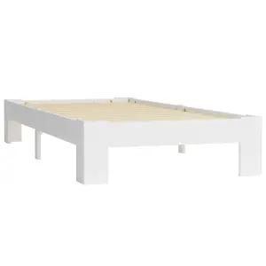 Berkfield Bed Frame White Solid Pine Wood 90x200 cm