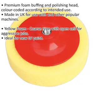 Buffing & Polishing Foam Head - 150 x 50mm - M14 x 2mm Thread - Coarse