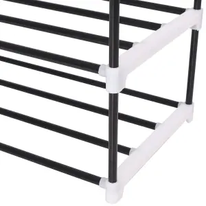 Shoe Rack with 4 Shelves Metal and Plastic Black