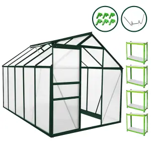 Greenhouse Polycarbonate Walk-in Growhouse With 2 x  Shelving Units