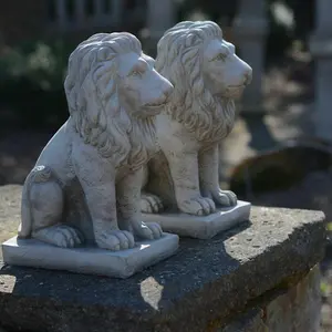 Pair of Small Bavarian Lion Garden sculptures