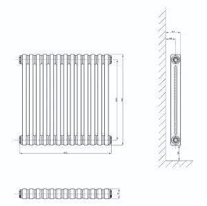 Braxton White Double Horizontal Column Radiator - 600x605mm