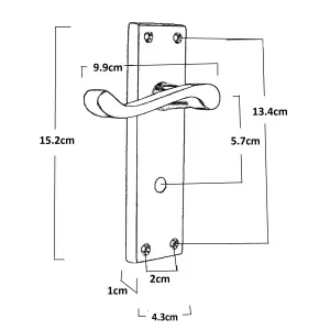 Door Handles Victorian Scroll Lever Bath Lock - Satin Pack Hinges 150 x 40mm