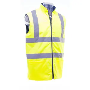 Yoko Mens Workwear Hi-Vis Reversible Fleece Vest / Jacket