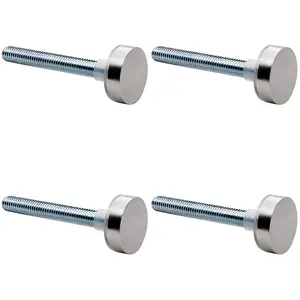 4 PACK - PAIR Bolt Cap Fixing Pack Setfor 30mm D Pull Door Handles Bright Stainless Steel