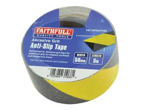 Faithfull 0808505BYTB6 Anti-Slip Tape 50mm x 5m Black & Yellow Hazard FAITAPESTYB5