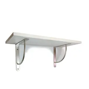 Solid Pine Rustical Shelf White with LUK02 Bracket 25x100cm