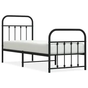 Berkfield Metal Bed Frame with Headboard and Footboard Black 75x190 cm