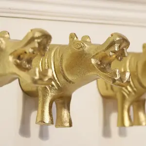 Melody Maison Set of 3 Gold Hippo Wall Hooks