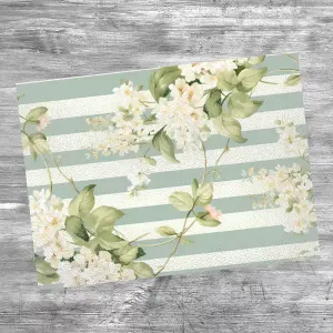 Textured Glass Chopping Board Green Floral Stripe - Large