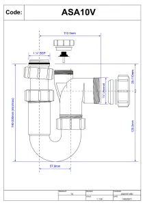 McAlpine ASA10V 75mm Water Seal Adjustable Inlet Tubular Swivel Anti-Syphon (Silentrap) 'P' Trap with Universal Outlet